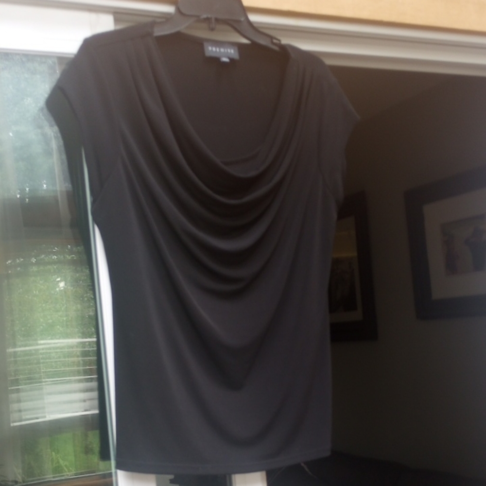 Black Draped Short Sleeve Top